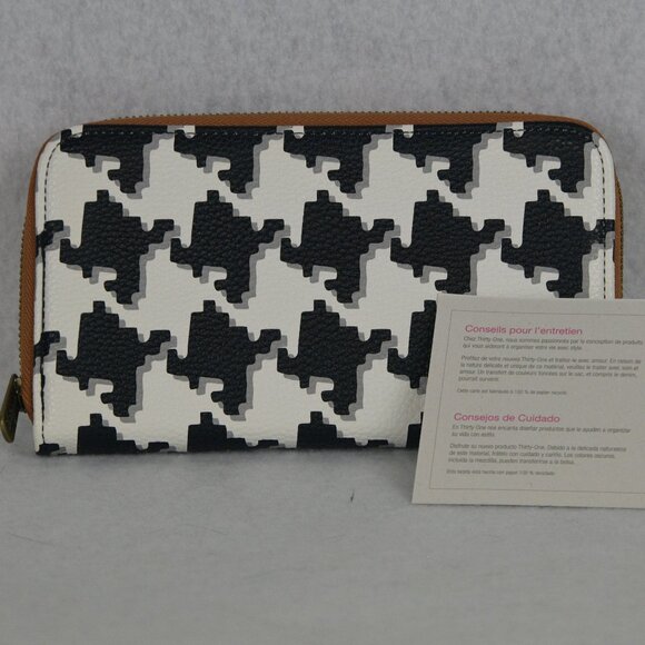 Thirty-One All About The Benjamins Wallet Houndstooth Pebble NEW - Picture 2 of 3